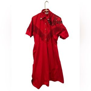 Woman’s Red Vintage Western Dress